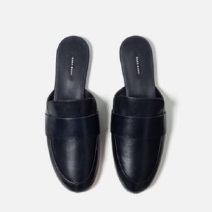 Zara Navy Loafer Mules